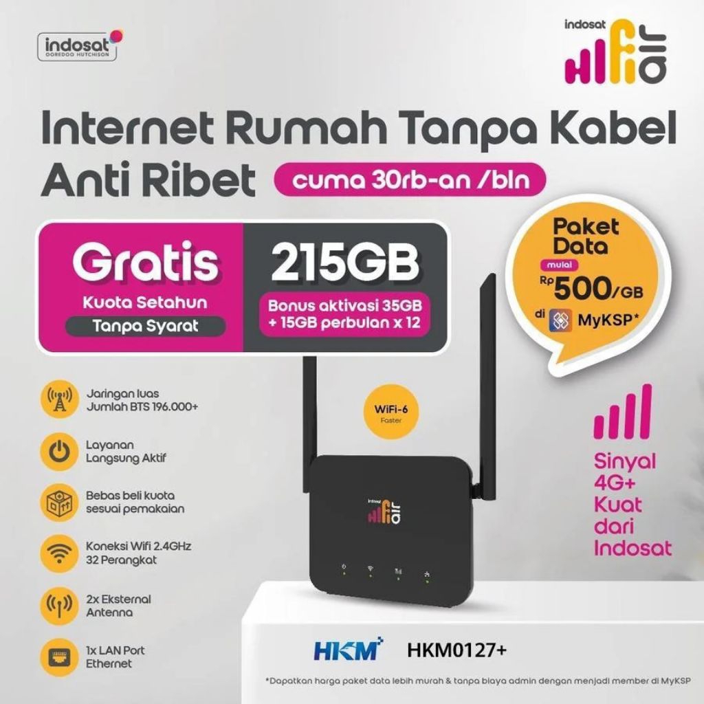 Modem Router HIFI Air 4G dengan Gratis Kuota 215GB Setahun
