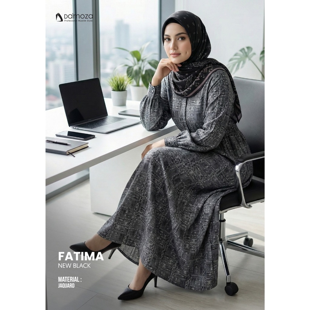 GAMIS DAMOZA/FATIMA BLACK JQ 144 DAMOZA/DAMOZA 2026/ GAMIS DAMOZA TERBARU