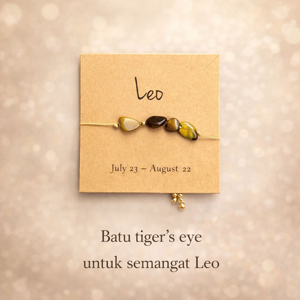 Gelang Zodiak Leo Batu Kristal - Elegan dan Minimalis
