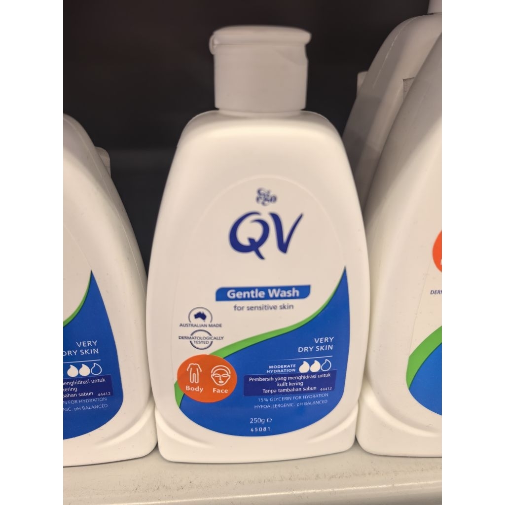 QV GENTLE WASH 250ML. QV GENTLE WASH FOR SENSITIVE SKIN BODY FACE.