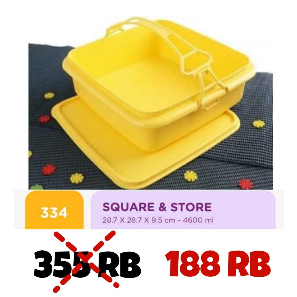 Twin Tulipware RANTANG BESAR 4600 ml Square and Store Wadah Piknik Tulipware Kita