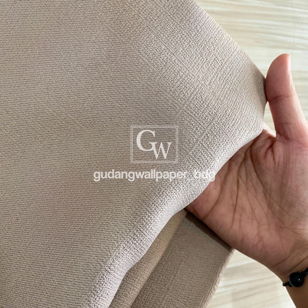 Kain Gorden Gordyn Hotel Blackout Minimalis Polos Bertekstur Warna Khaki Coklat Susu