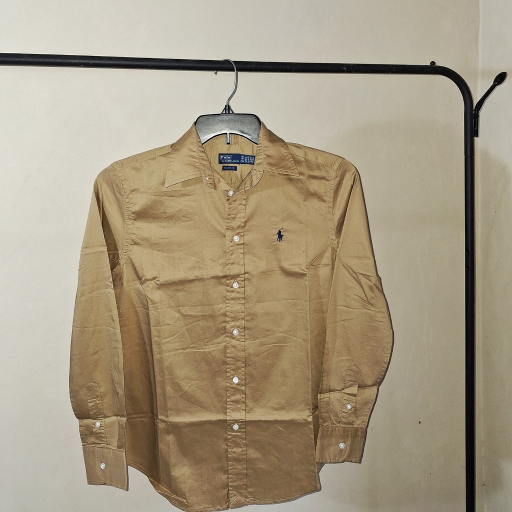 New Kemeja Beige Polo Ralph Lauren Pria Wanita Cotton Original