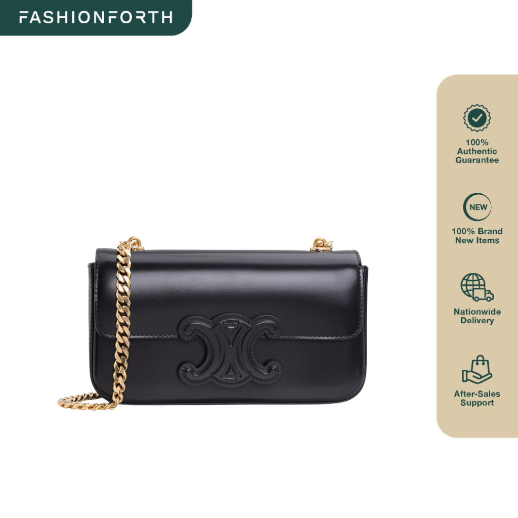 FashionForth Cuir Triomphe Flap Chain Shoulder Bag in Shiny Calfskin