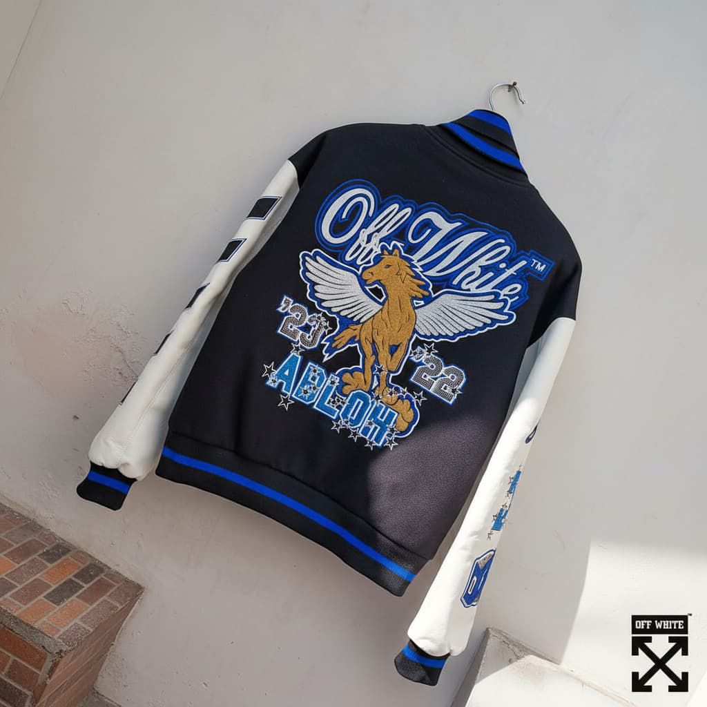 Off White OW Varsity Baseball Jacket Istimewa
