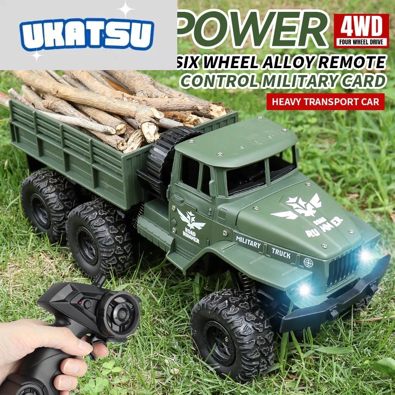 Truk Militer Remote Control Mainan Truk Konstruksi dengan Lampu 2.4GHZ 4WD RC Mobil Truk Kargo Besar