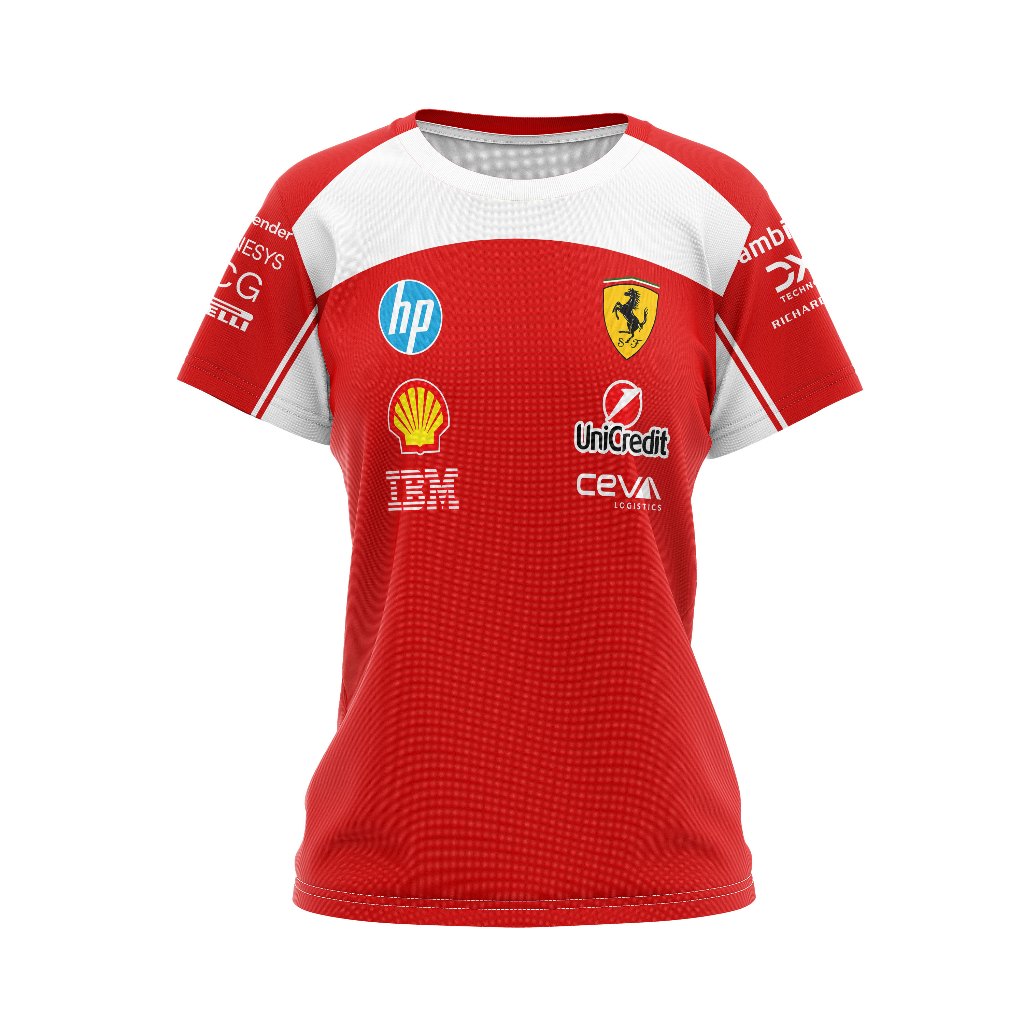 Baju Kaos Jersey Dewasa Wanita F1 Ferrari 2026 Team Version Balap Formula 1 Custom Full Print