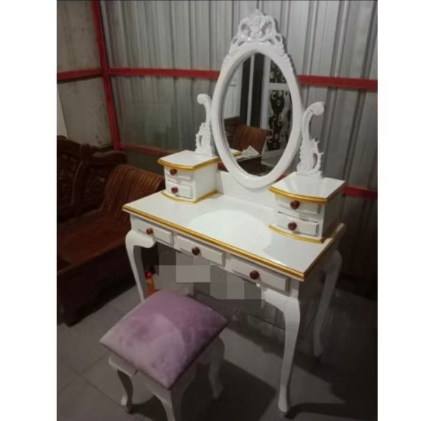 Meja Rias Kartini Jati Cat Duko Putih