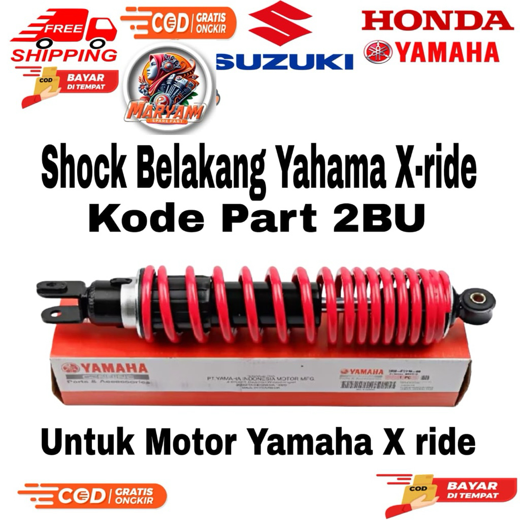 SHOCKBREAKER BELAKANG MOTOR YAMAHA X RIDE 115 , X RIDE 125 WARNA MERAH KODE PART 2BU