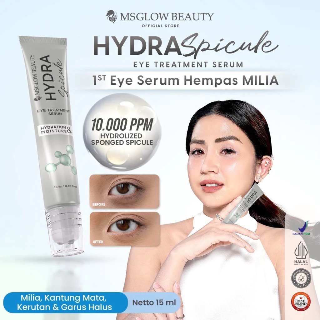 MS GLOW - HYDRA SPICULE EYE TREATMENT SERUM 15 ML - Serum Mata Panda dan Kantung Mata, Serum Menghil