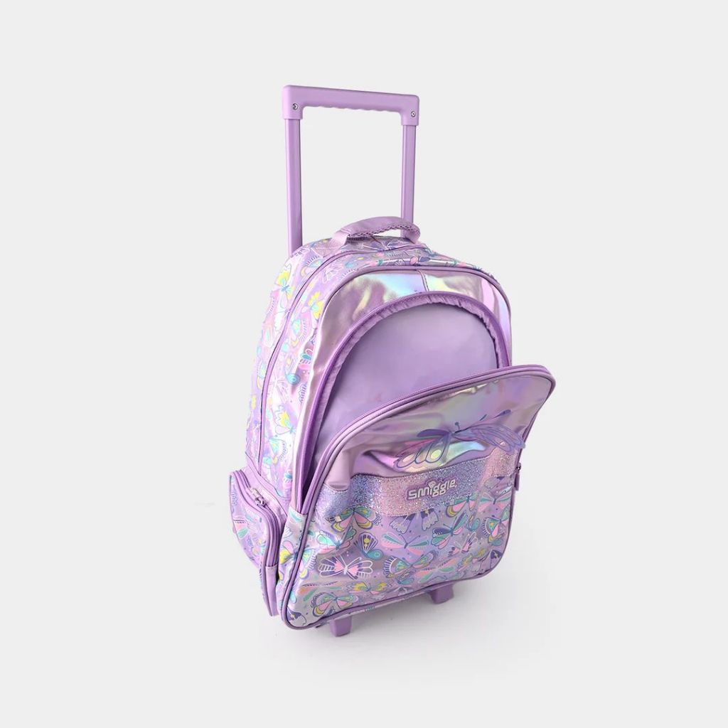 Tas Troli Smiggle Butterfly Original - Backpack Koper Anak Cewek Ungu Glitter Hologram Cute School B