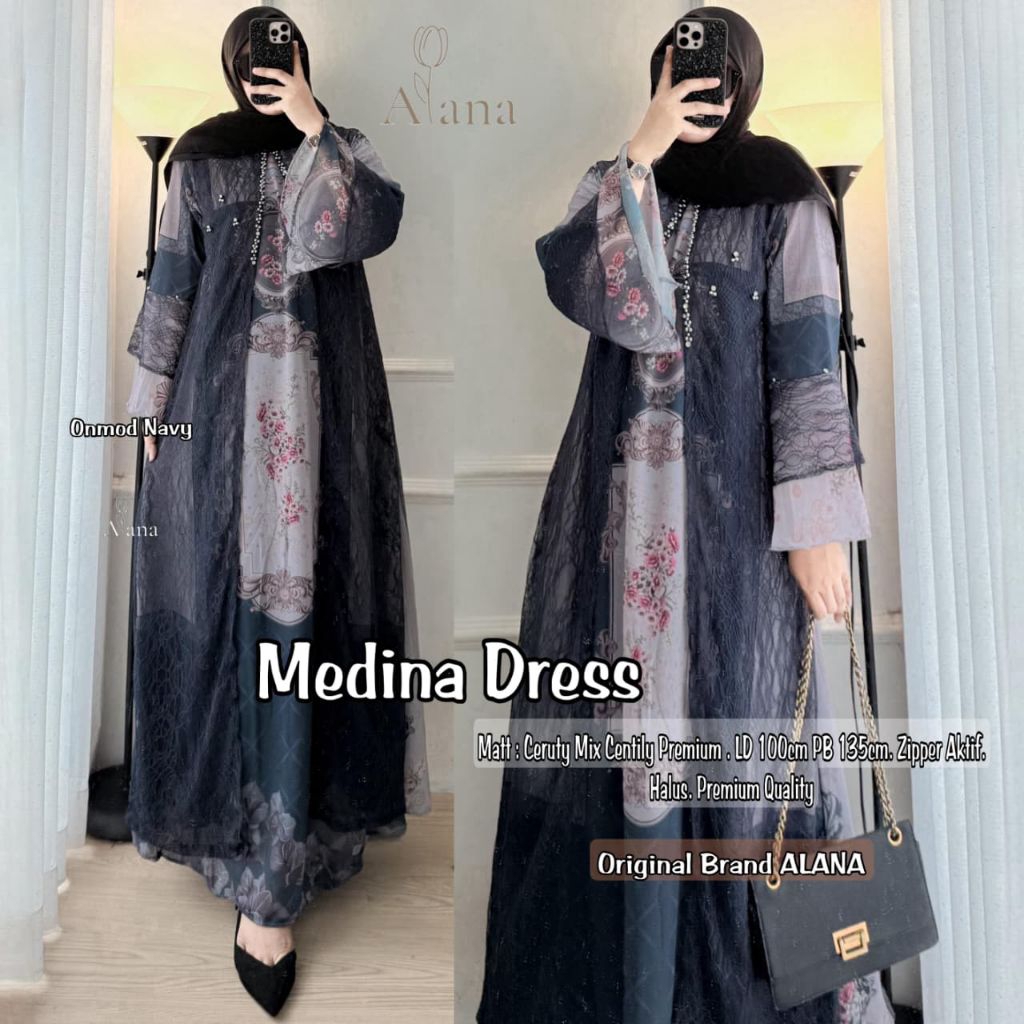 Medina dress gamis ceruti LD 100cm baju pesta kondangan realpict by alana