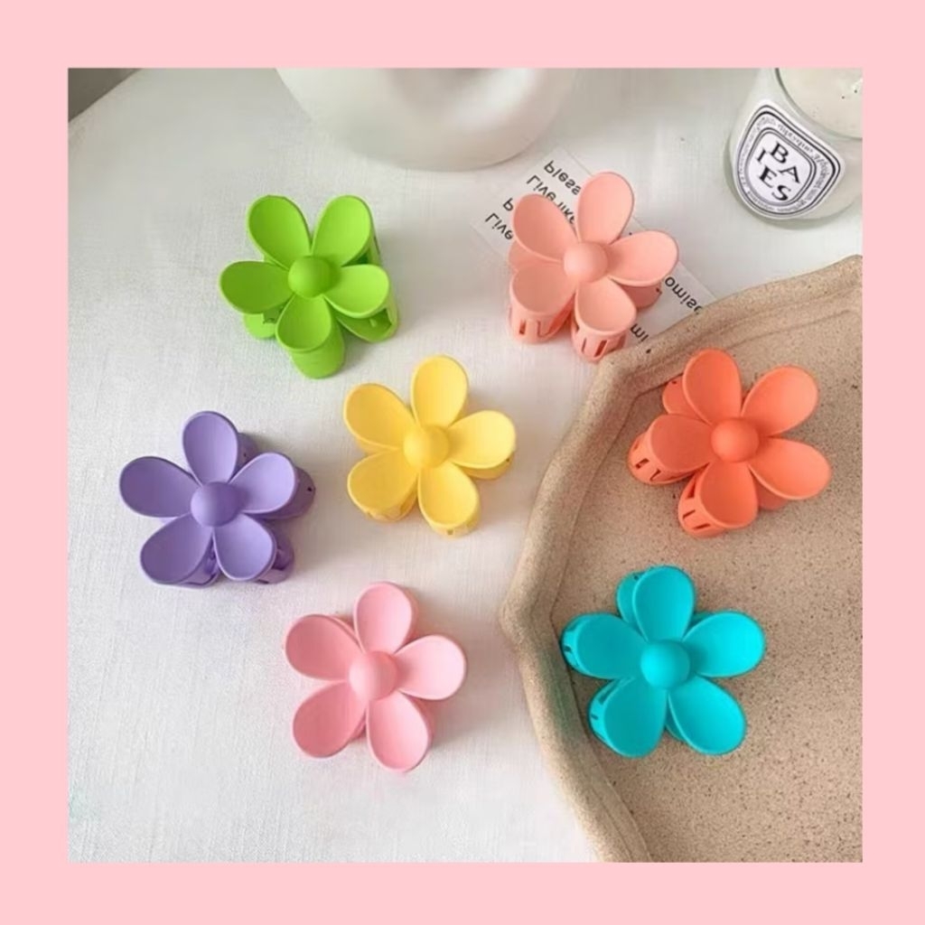 Jepit Rambut Bunga Kamboja Doff Pastel 7 cm Jedai Aksesoris Rambut