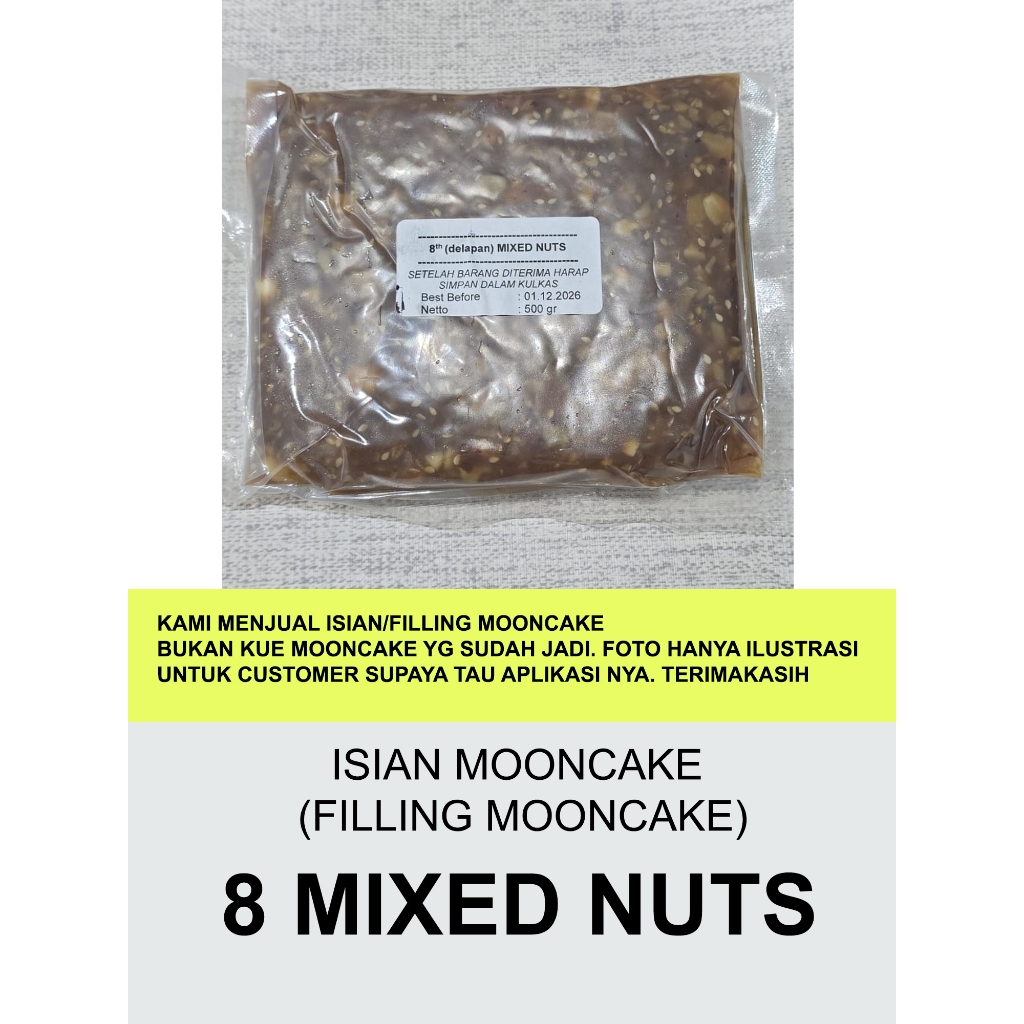 500gr 8th (delapan) Mixed Nuts Mooncake Paste (isian mooncake) Made in Hongkong