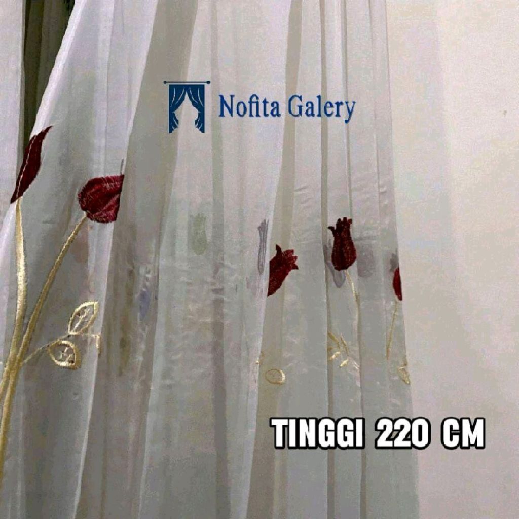 Vitras Bordir Bunga Tulip // Free Kawat S // Dalaman Gorden