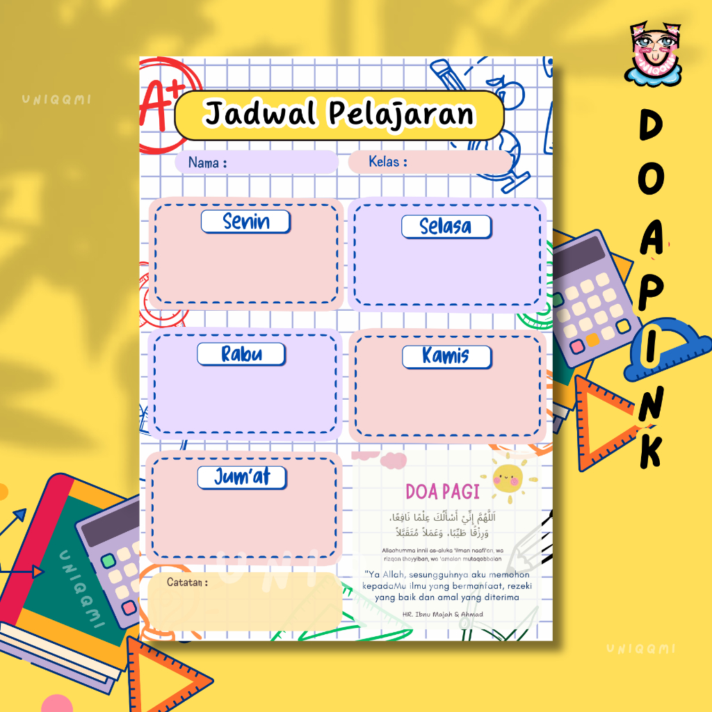 STIKER JADWAL PELAJARAN/ JADWAL PELAJARAN/ POSTER PELAJARAN/ JADWAL MAPEL