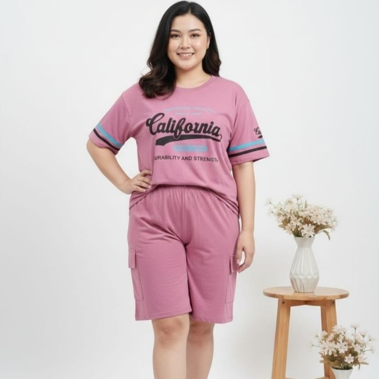 Setelan baju tidur model celana kargo ukuran JUMBO ld 110-120