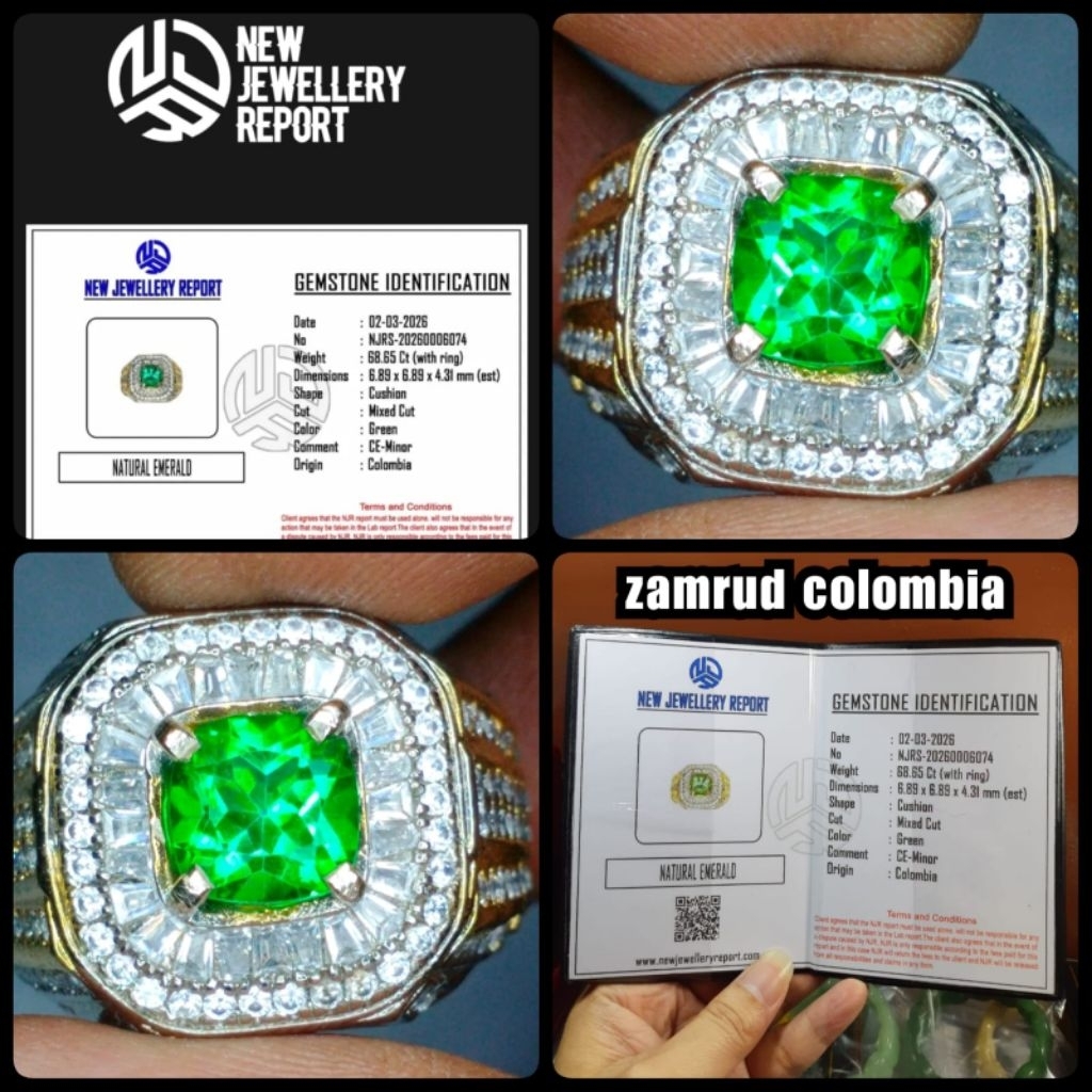 original cincin permata Jamrud colombia kristal