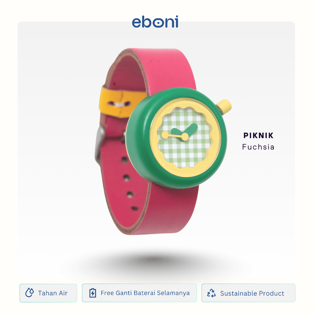 Eboni Jam Tangan Kayu Piknik - Fuchsia