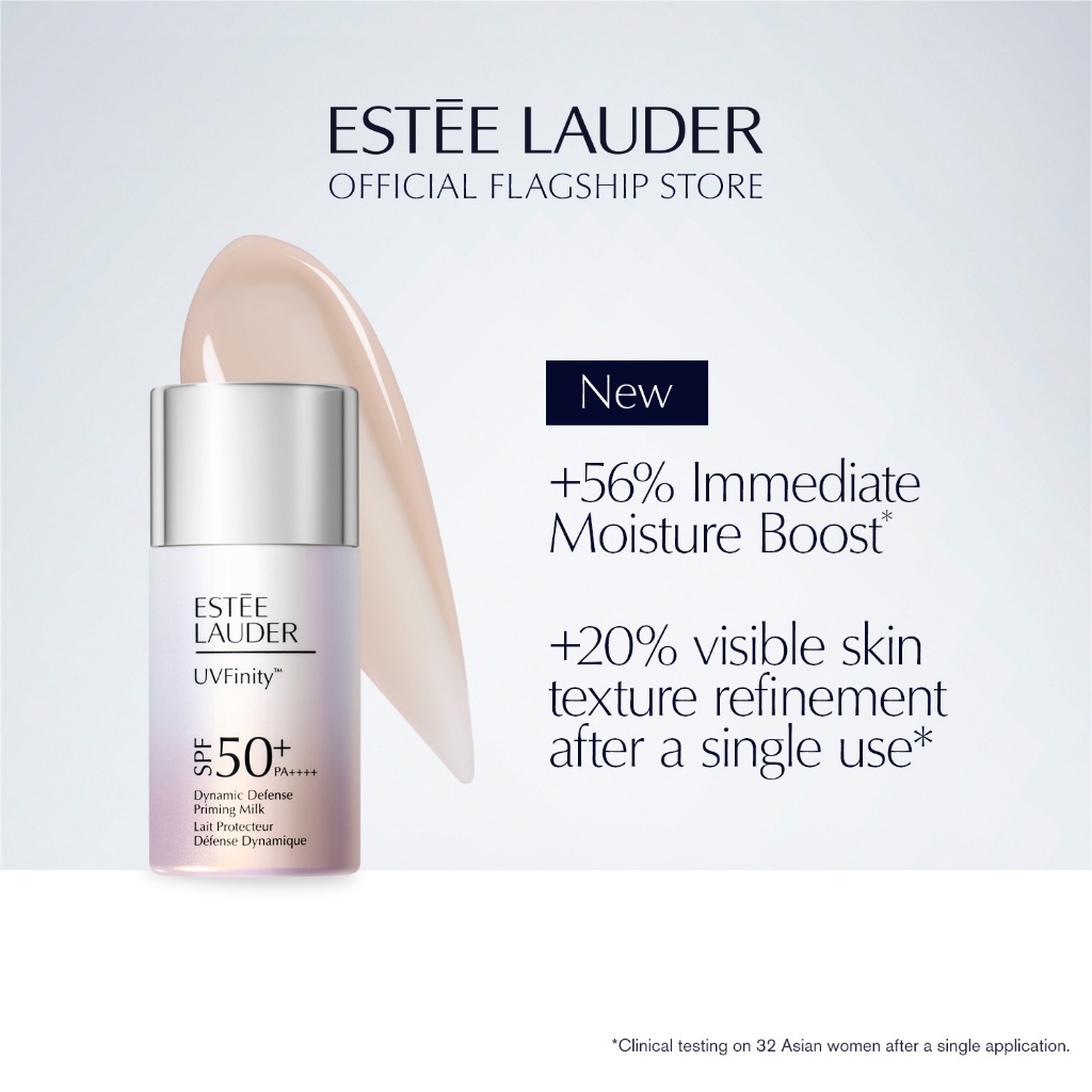 Estee Lauder UVFinity™ Dynamic Defense Priming Milk SPF 50+/PA++++ in Tone-Up Peach | Tinted Sunscre