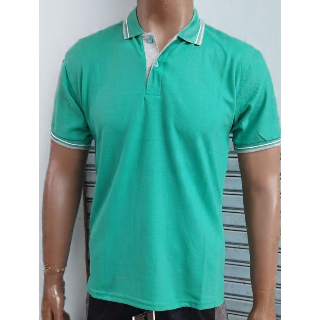 kaos kerah polos hijau mint list