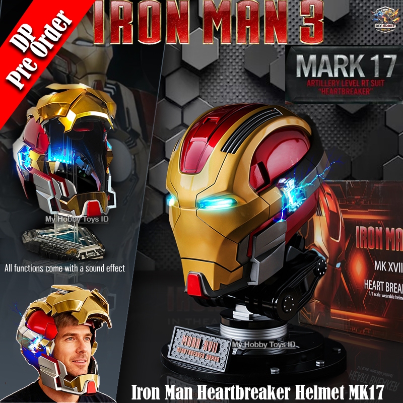 Helmet Kepala Robot Ironman Heartbreaker Mark 17 Remot dan Voice Control