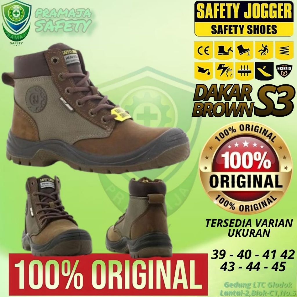 Sepatu Safety Jogger Dakar Brown S3 Asli Original