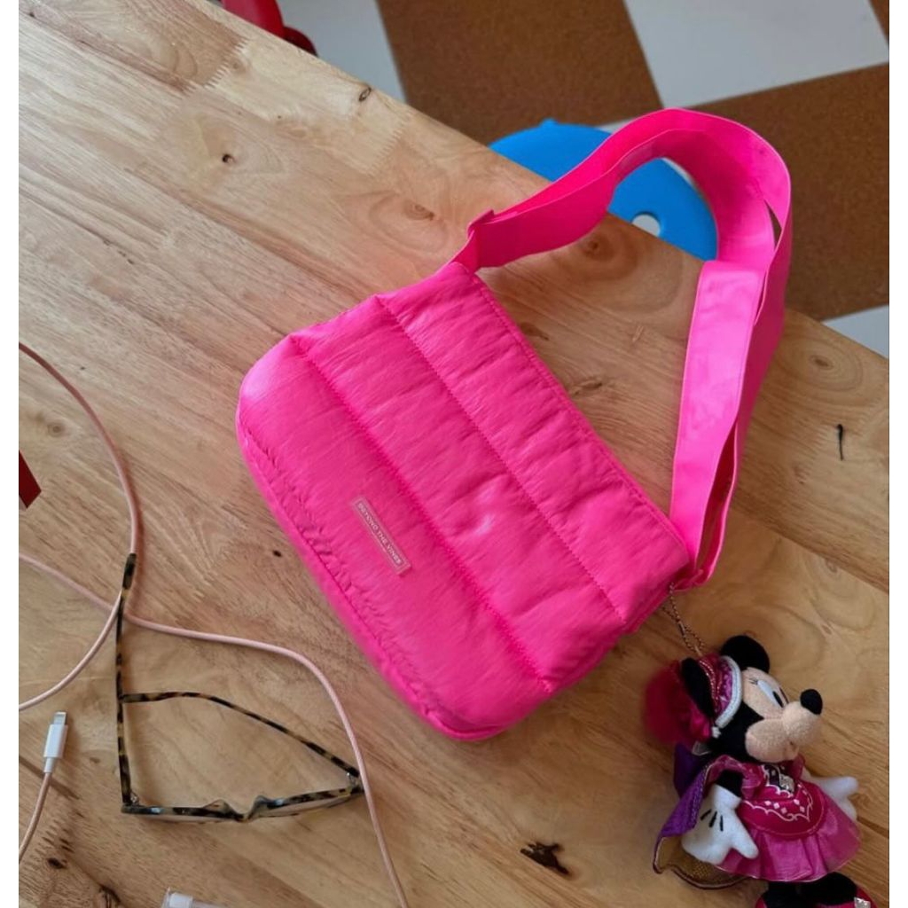 beyond the vines glazed poofy bag pink preloved