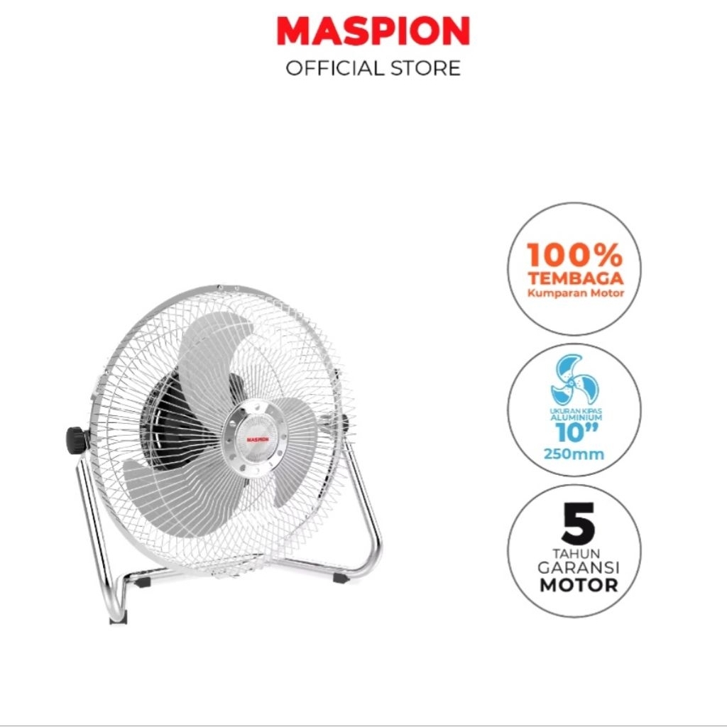 Maspion Power Fan 10 Inch PW-1001D - Kipas Angin Meja & Lantai Besi Tornado 2in1