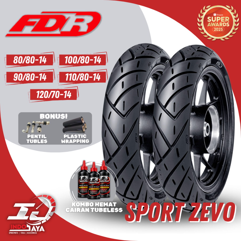 [BAYAR DI TEMPAT] BAN FDR TUBELESS SPORT ZEVO ( 80/80-14 - 90/80-14 - 100/80-14 - 110/80-14 - 120/70