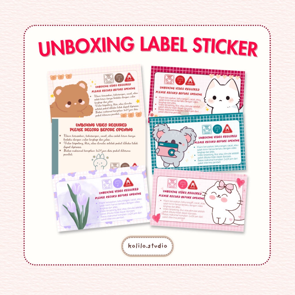 WAJIB UNBOXING STICKER LABEL PAKET FRAGILE