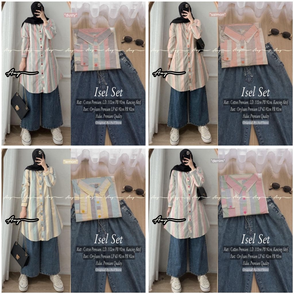 Isel Set | Setelan Celana Tunik | Atasan Bawahan Wanita | ANY