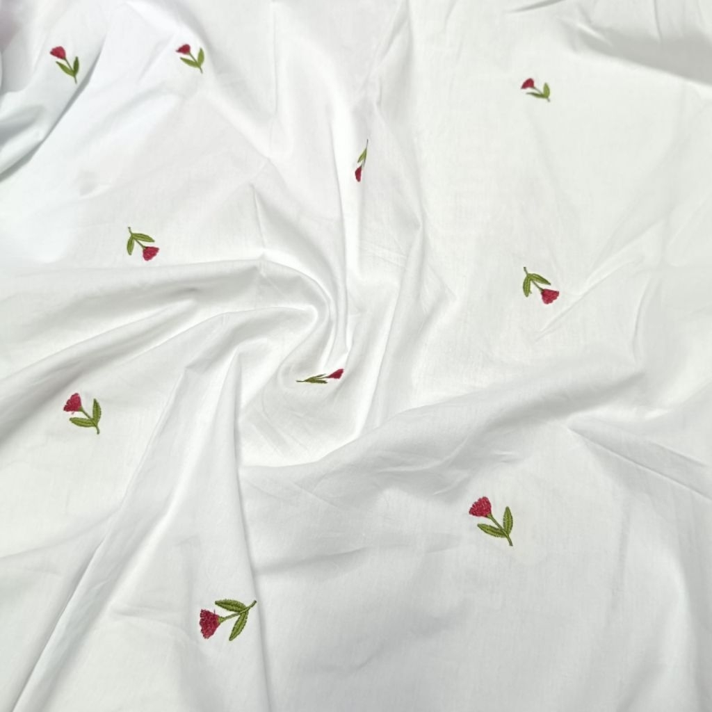 Kain bahan katun bordir twill jepang premium / Kain katun bordir jepang twill original import