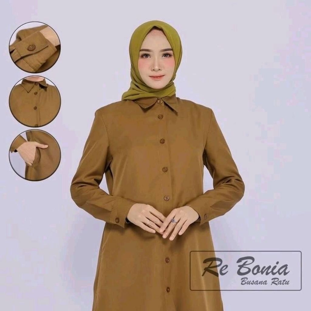 Seragam tunik pemda rok A re bonia non puring/seragam pdh kheki tua rok A/stelan tunik rok A tanpa p