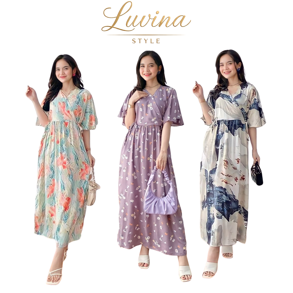 Luvina Style - BAJU DASTER DRESS KIMONO PIYAMA KAREEN SERUT DADA TIDUR REMAJA WANITA TALI SAMPING KA