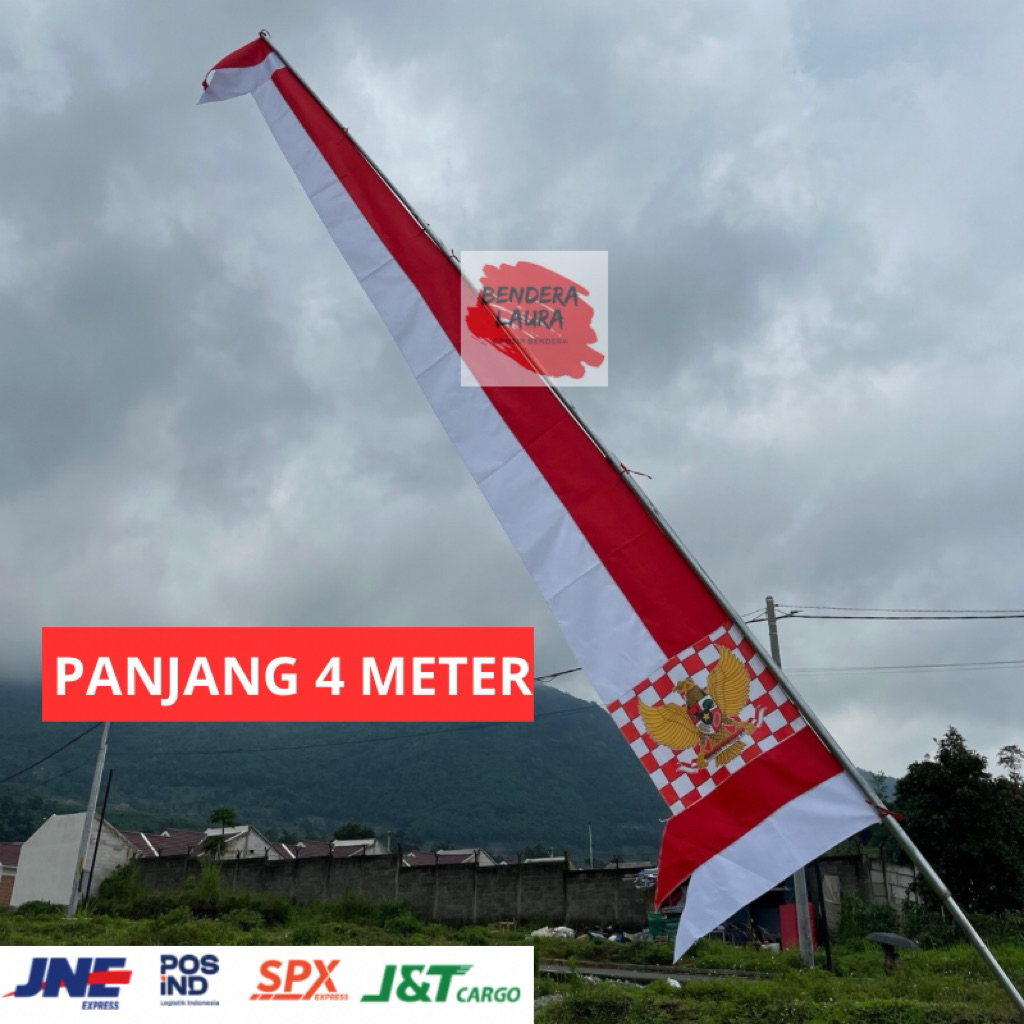 BENDERA UMBUL UMBUL LAYUR SABLON PANJANG 4 METER