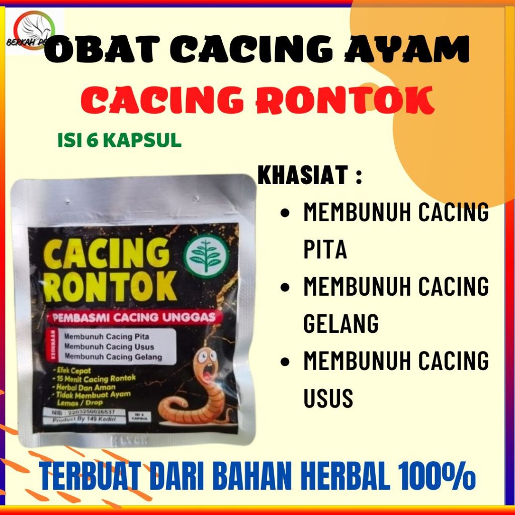 OBAT CACING AYAM CACING RONTOK MEMBUNUH CACING PITA GELANG USUS PADA AYAM BEBEK ENTOK UNGGAS TERNAK