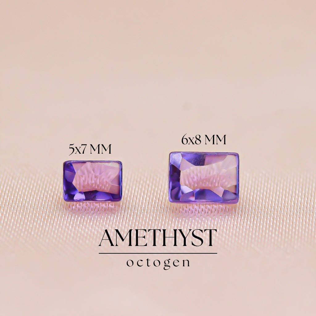 Batu Natural Amethyst 5x7 6x8 Octagon Faceted AAA Asli untuk Perhiasan