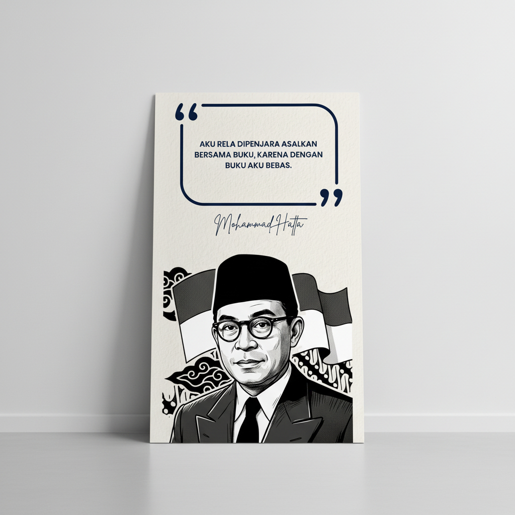 Poster Kayu MDF 15x30 Hiasan Dinding Kata Bijak Moh Hatta Pajangan Dinding Vintage Dekorasi Rumah Es