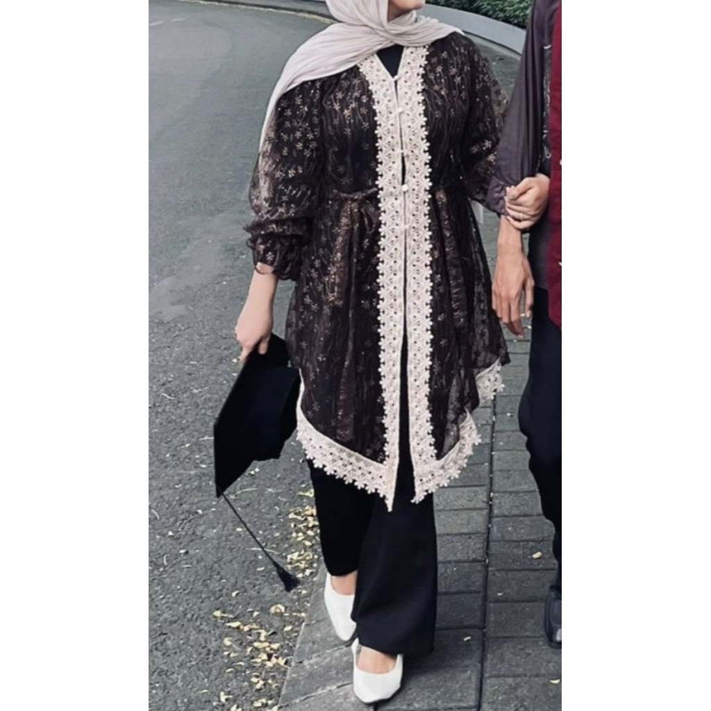 Pl Outer Brukat Cardigan Kondangan Mewah Brown