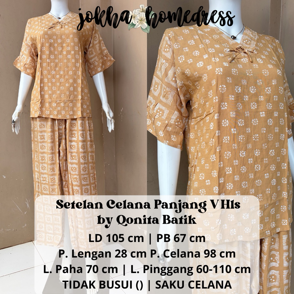 Setelan Celana Panjang V Pita Hls by Qonita Batik Pekalongan