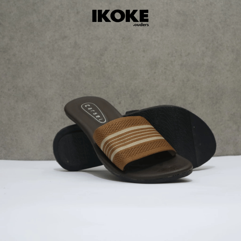 Sandal Slip On Wanita Carsel - Cream Brown