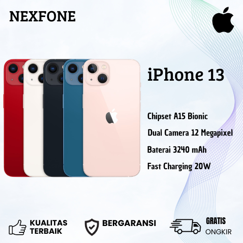 Apple iPhone 13 128GB 256GB (Tusuk jarum sim +Kabel USB ) SECOND FULLSET MULUS ORIGINAL BERGARANSI