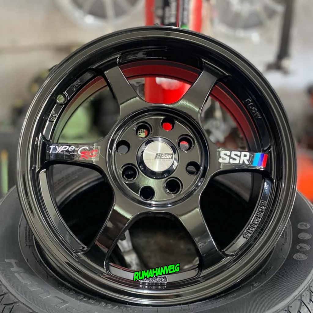 velg ssr type c BLACK GLOSSY ring 15 pcd 4x100 - 4x114,3 lebar 6,5 velg racing r15 velg mobil Avanza