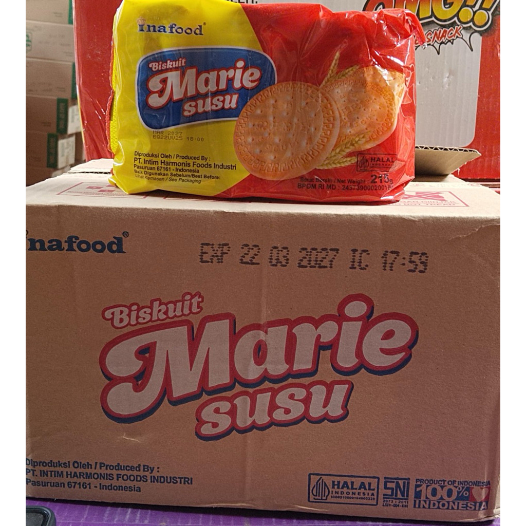 Biskuit Marie susu 1 Dus 10pcs @210gr ( 1 Karton 10pcs kemasan besar )