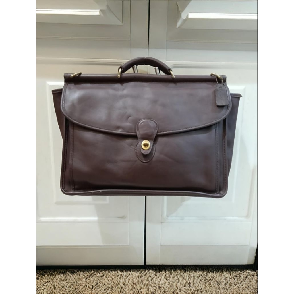 vtg coach beekman leather briefcase messenger bag brown mahogany