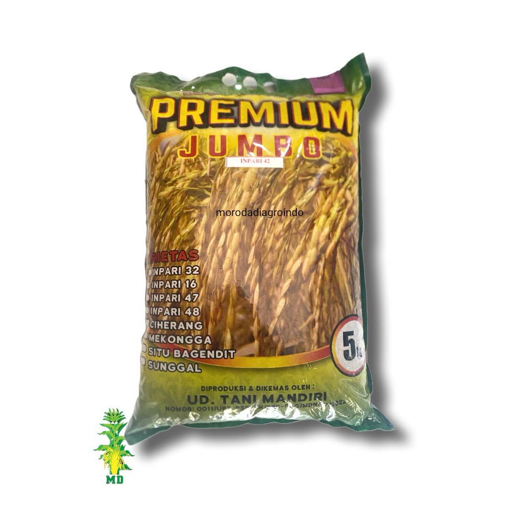 Benih padi unggul INPARI 42 Premium Jumbo , kemasan 5KG.