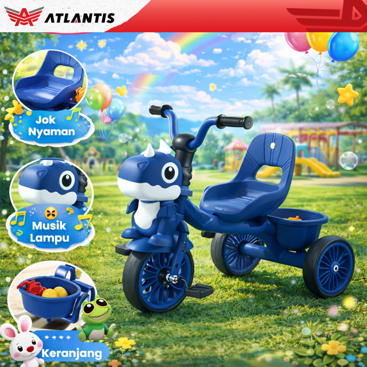 Sepeda Anak Roda 3 / Sepeda-Tricycle Atlantis Model Dino / Sepeda Anak Atlantis