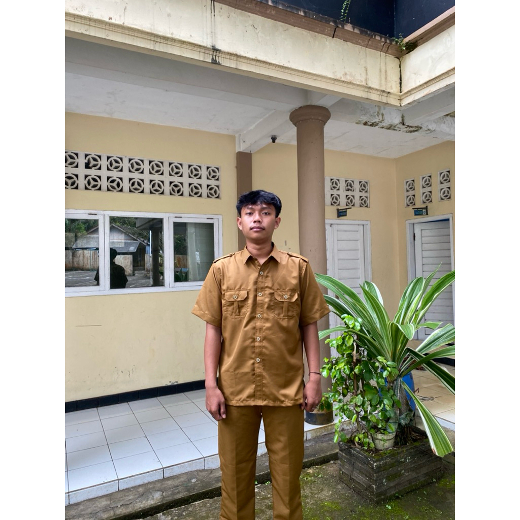 Seragam Khaki Pria Baju Pdh Pemda Model Saku Dada lengan pendek Katun Toyobo Fodu