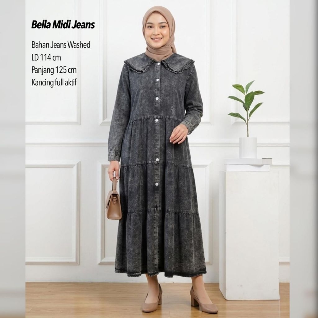 BELLA MIDI DRESS JEANS JUMBO / MIDI DENIM